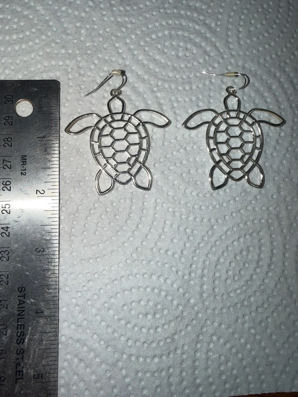 Silver Turtle Outline Big Dangle Earrings - Women Jewelry
